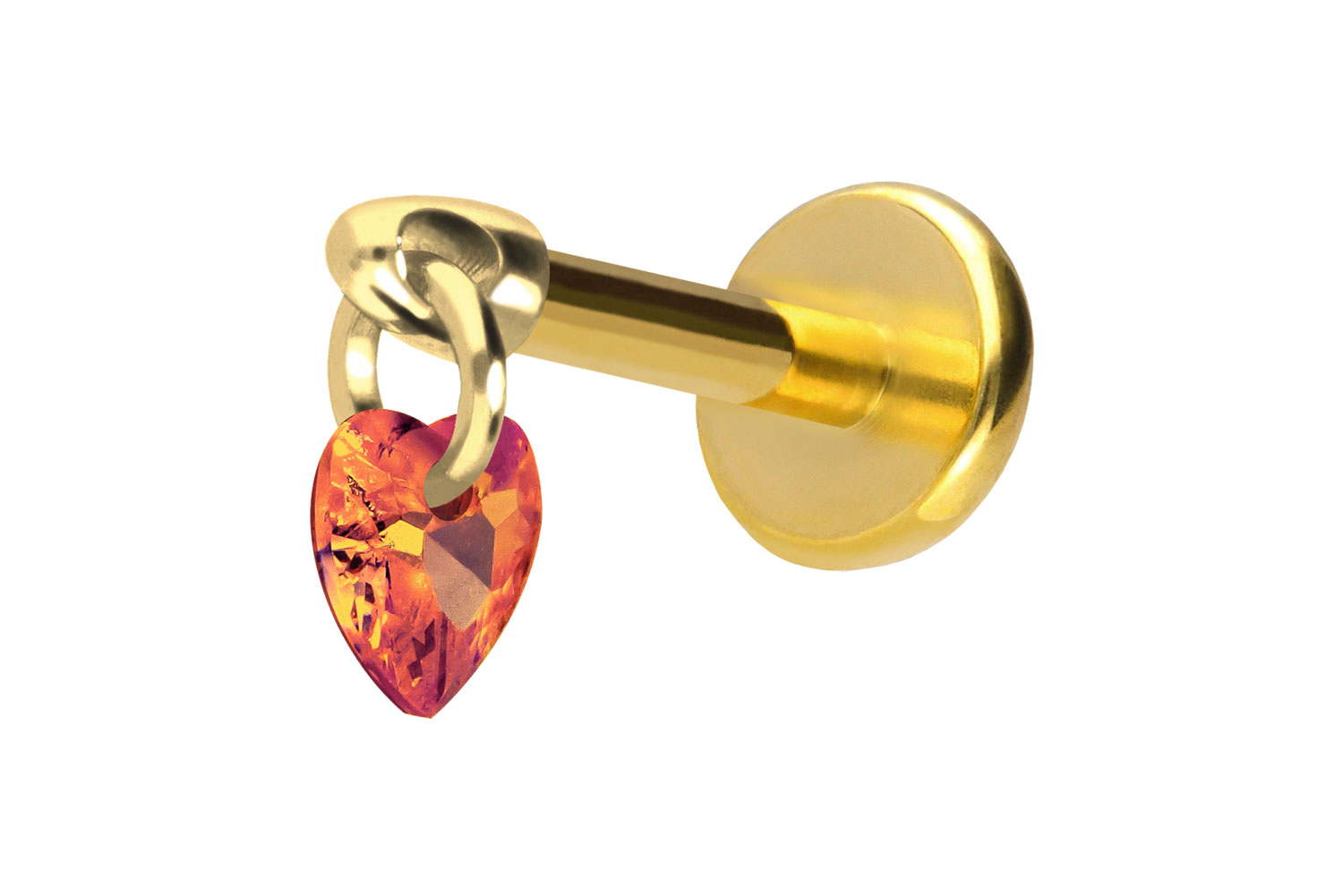 Titan Labret Piercing mit Push Fit KRISTALLHERZ